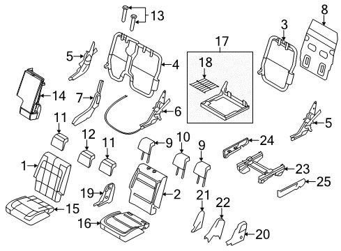 2018 Ford Flex Second Row Seats Armrest Assembly Diagram for DA8Z-7467112-AB