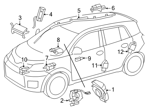 2009 Scion xD Air Bag Components Driver Air Bag Diagram for 45130-12B90-B0