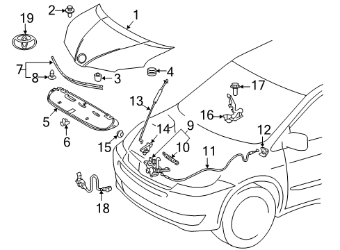 2020 Toyota Sienna Hood & Components Front Seal Diagram for 53381-08020
