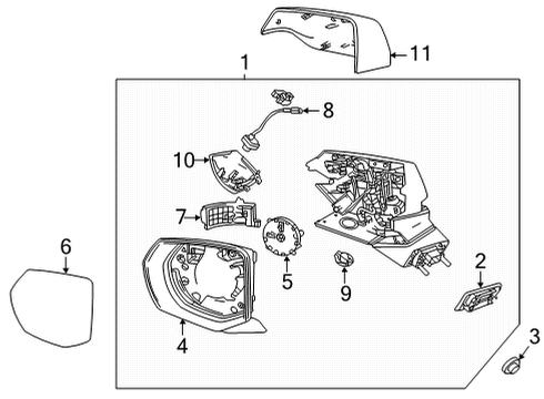 2021 Cadillac Escalade ESV Mirrors Mirror Assembly Diagram for 84977470