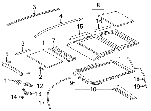 2021 Toyota RAV4 Sunroof Sunroof Glass Diagram for 63201-42160