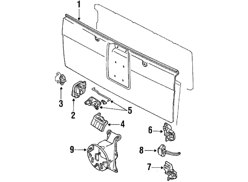 1991 Geo Tracker Gate & Hardware Rear Door Lock Assembly Diagram for 30000591