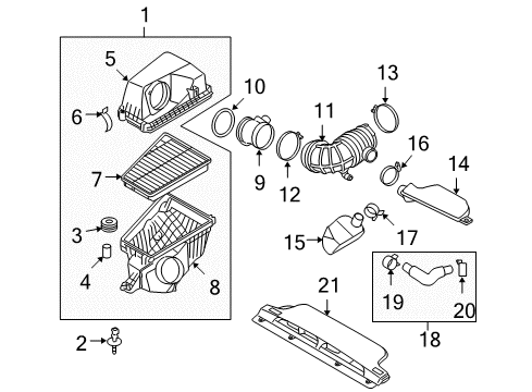 2009 Hyundai Genesis Powertrain Control Cover Assembly-Air Cleaner Diagram for 28118-3M200