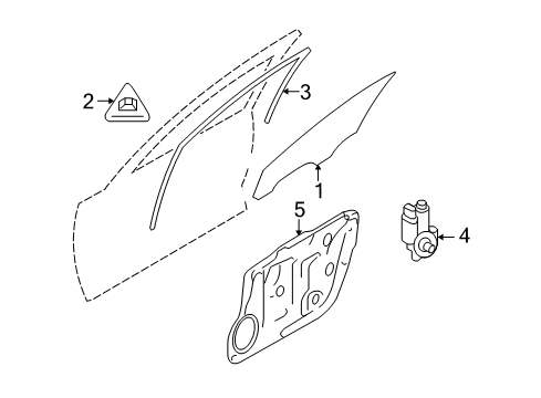 2006 Hyundai Azera Front Door Run-Front Door Window Glass LH Diagram for 82530-3L000