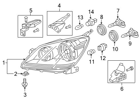 2007 Honda Odyssey Bulbs Bulb (12V1.5Cp Y) Diagram for 34351-S5N-C01