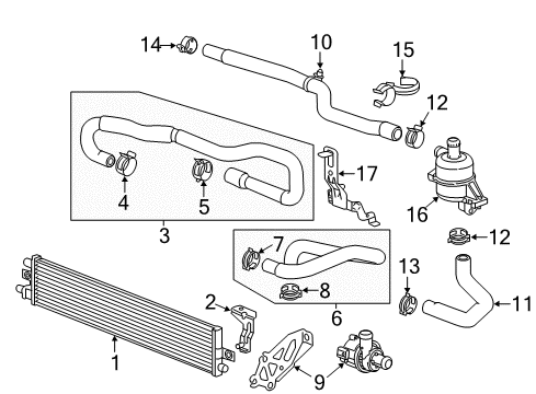 2013 Chevrolet Malibu Radiator & Components Auxiliary Pump Diagram for 22965101