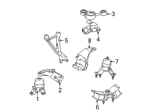 2000 Toyota Solara Engine & Trans Mounting Bracket, Engine Mounting Control Diagram for 12313-74080