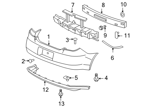 2008 Pontiac G6 Rear Bumper Bumper Cover Screw Diagram for 11588544