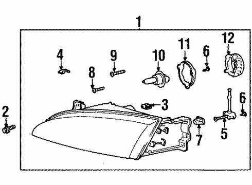 1997 Hyundai Elantra Bulbs Screw-Headlamp Adjusting Diagram for 92139-24050