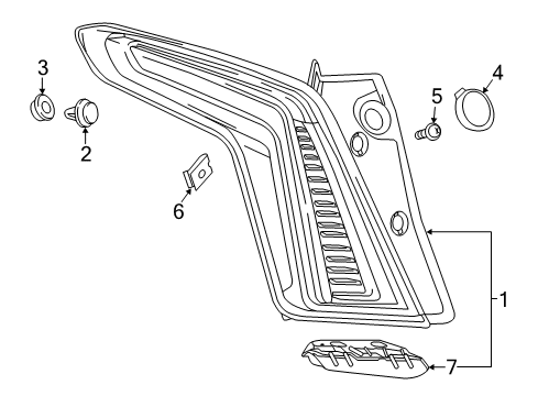 2019 Cadillac XT5 Tail Lamps Tail Lamp Lower Bracket Diagram for 23179332