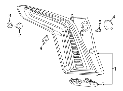 2019 Cadillac XT5 Tail Lamps Tail Lamp Diagram for 84245002