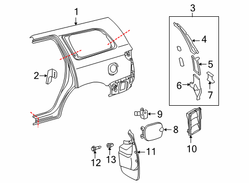 Diagram for 2014 Toyota Sequoia Quarter Panel & Components, Exterior Trim 