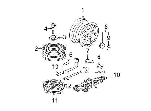 2004 Acura TL Wheels, Covers & Trim Wheel Locks Diagram for 08W42-S6M-202