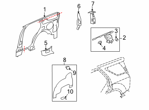 2004 Cadillac SRX Inner Structure - Quarter Panel Upper Reinforcement Nut Diagram for 11518754