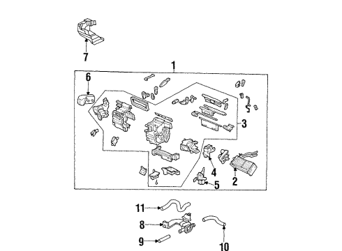 1995 Acura TL Heater Core & Control Valve Heater Unit Diagram for 79105-SW5-A01