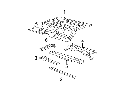 2012 Jeep Wrangler Rear Floor & Rails Pan-Rear Floor Diagram for 68088061AA
