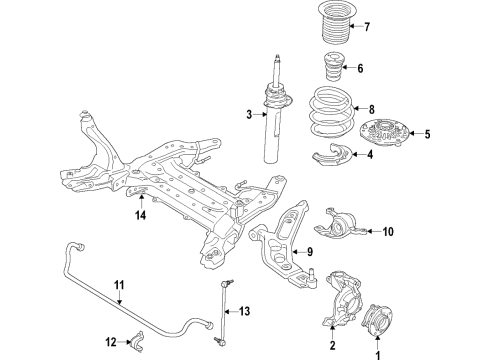 2021 BMW X2 Front Suspension Components, Lower Control Arm, Stabilizer Bar Front Left Spring Strut Diagram for 31306888337