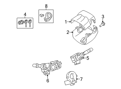 2011 Toyota Highlander Switches Upper Column Cover Diagram for 45286-0E050-C0