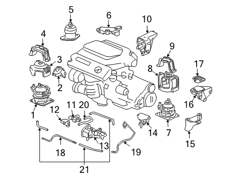 2005 Honda Accord Engine & Trans Mounting Plate, Transmission Mount Stopper (Upper) Diagram for 50875-SDA-A11
