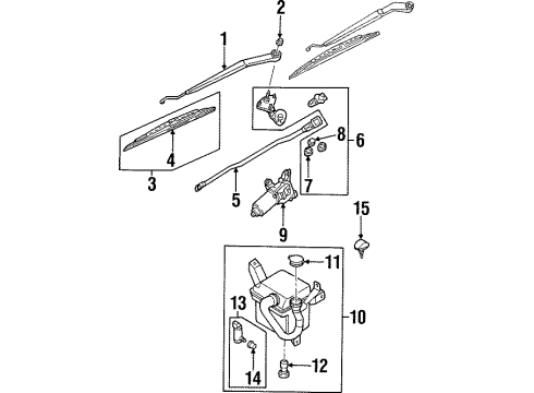 2001 Infiniti Q45 Wiper & Washer Components Window Wiper Arm Assembly Diagram for 28886-6P100