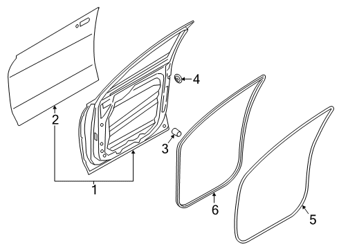 2020 Hyundai Santa Fe Front Door W/STRIP-FR Dr Body Side LH Diagram for 82110-S2000