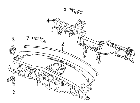 2019 Kia Stinger Cluster & Switches, Instrument Panel Crash Pad Assembly-Main Diagram for 84710J5000WK