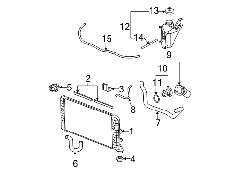 2005 Pontiac Grand Prix Radiator & Components Radiator Inlet Hose (Upper) Diagram for 15286588