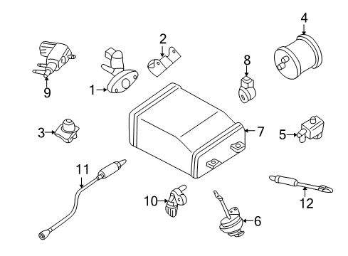 2003 Nissan Sentra Emission Components CANISTER Assembly-EVAPORATION Diagram for 14950-8U300