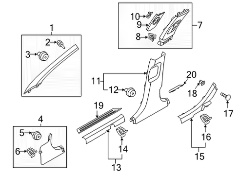 2020 Hyundai Sonata Interior Trim - Pillars Trim Assembly-FR Pillar LH Diagram for 85810-L1000-MMH