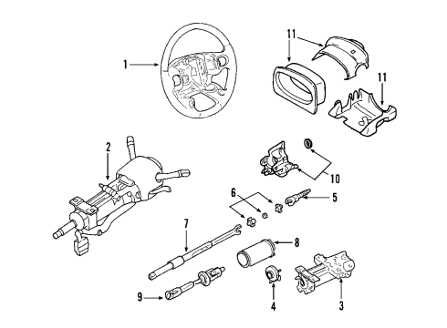 2005 Cadillac XLR Steering Column, Steering Wheel Column Asm, Steering Diagram for 26101907