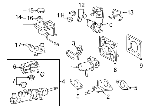 2014 Lexus LS600h Hydraulic System Reservoir Sub-Assy, Brake Master Cylinder Diagram for 47221-50080