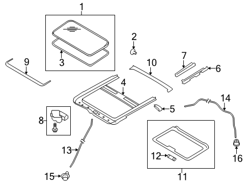 2008 Infiniti EX35 Sunroof Screw Diagram for 91229-CA01A