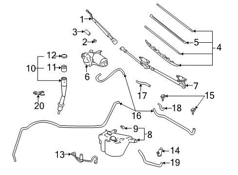 2001 Toyota Tundra Wiper & Washer Components Front Motor Diagram for 85110-0C010