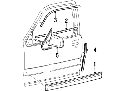 1998 Mercury Mountaineer Outside Mirrors, Exterior Trim Mirror Diagram for F87Z-17682-AAA