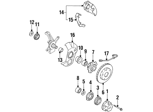 1996 Kia Sportage Front Brakes Order Components Diagram for 0K0113324Z