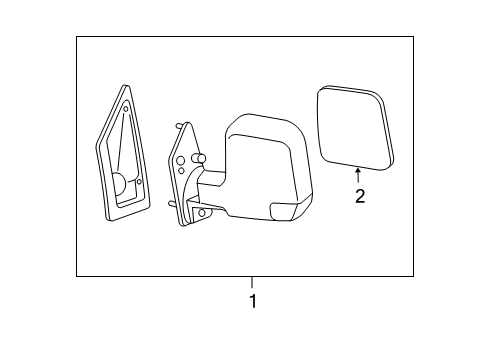 2006 GMC Savana 2500 Outside Mirrors Mirror, Outside Rear View (Reflector Flat Glass Only W/O Writing) Diagram for 88944458