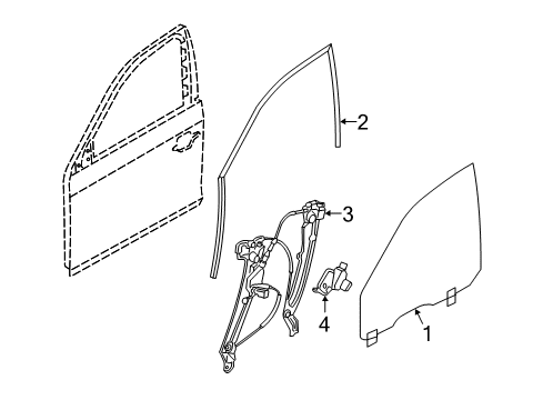 2015 BMW 550i xDrive Rear Door Window Guide, Left Front Door Diagram for 51337182273