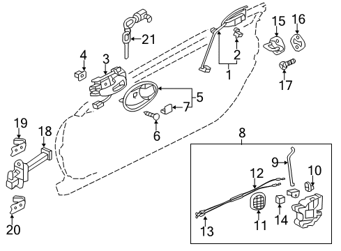 2010 Mitsubishi Eclipse Front Door Screw Diagram for MU340043