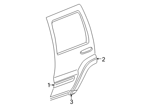 2005 Jeep Liberty Exterior Trim - Rear Door APPLIQUE-Rear Door Diagram for 5JR88CJMAA