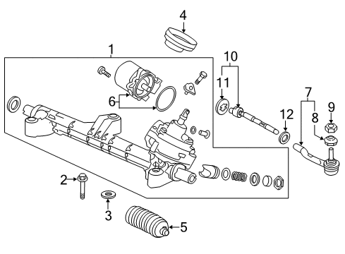 2018 Acura TLX Steering Column & Wheel, Steering Gear & Linkage Set, G/Box Complete Diagram for 53601-TZ4-A01