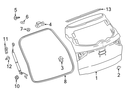 2018 Buick Enclave Lift Gate Lift Cylinder Bracket Diagram for 23427105