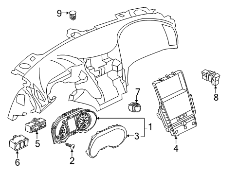 2016 Infiniti Q50 Cluster & Switches, Instrument Panel Cover-Front, Combination Meter Diagram for 24813-4HB0A