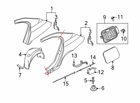 2004 BMW 545i Fuel Door Buffer Stop With Ejector Diagram for 51178228939