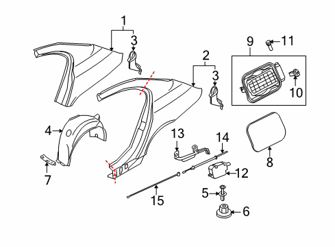 2004 BMW 545i Fuel Door Plug Diagram for 51177044256