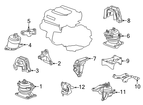 2019 Acura TLX Engine & Trans Mounting Bracket Assembly, Rear Engine Diagram for 50610-TZ3-A01