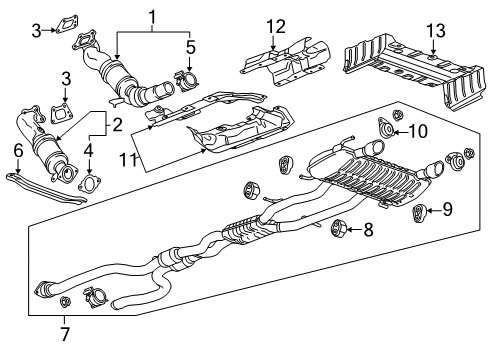 2013 Cadillac ATS Exhaust Components Catalytic Converter Diagram for 25996875