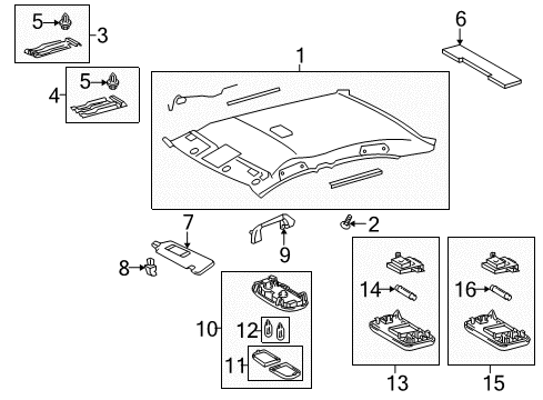 2009 Pontiac Vibe Interior Trim - Roof Lamp, Dome *Gray Diagram for 19184643