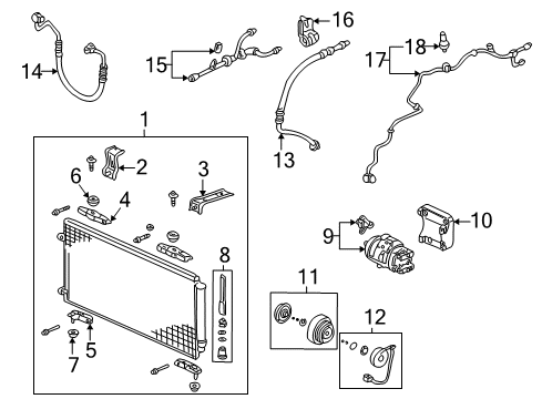 2001 Acura MDX A/C Condenser, Compressor & Lines Pipe, Receiver Diagram for 80341-S3V-A01