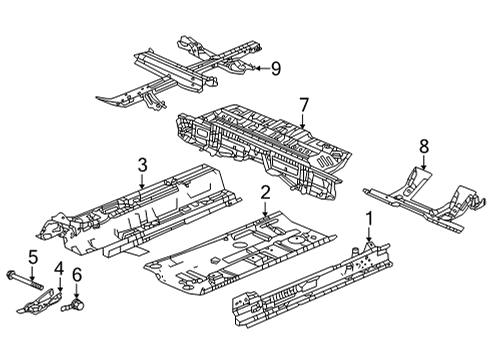 2022 Honda Civic Floor & Rails TUNNEL, FR Diagram for 65120-T20-325ZZ