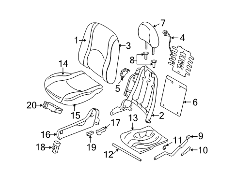 2008 Mercury Mariner Power Seats Seat Cushion Pad Diagram for 6T2Z-78632A23-A